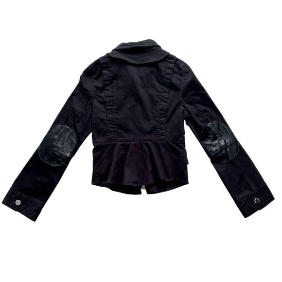 Womens Guess by Marciano Biker Jacket Full Zip Cropped Black Silver Size Small - Picture 4 of 6